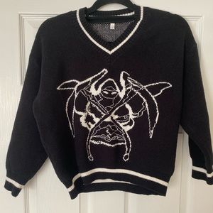 print v-neck sweater